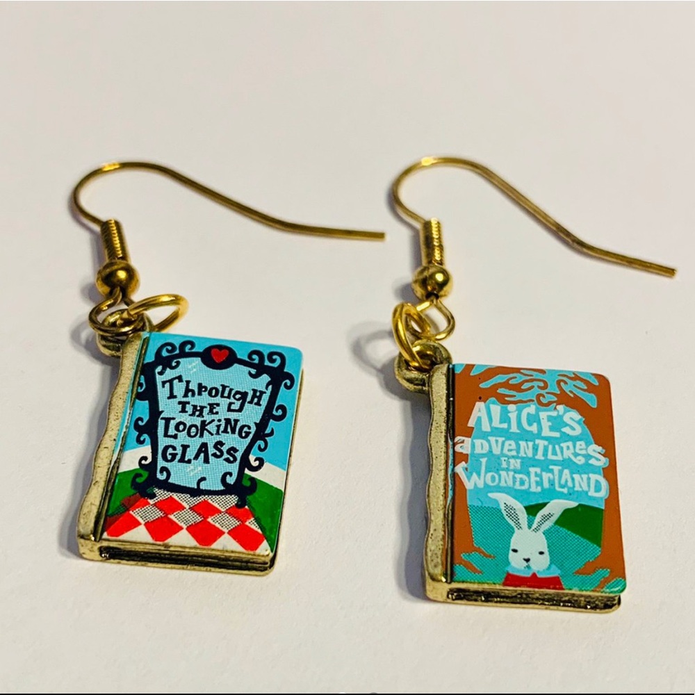 Handmade Alice In Wonderland Book Earrings